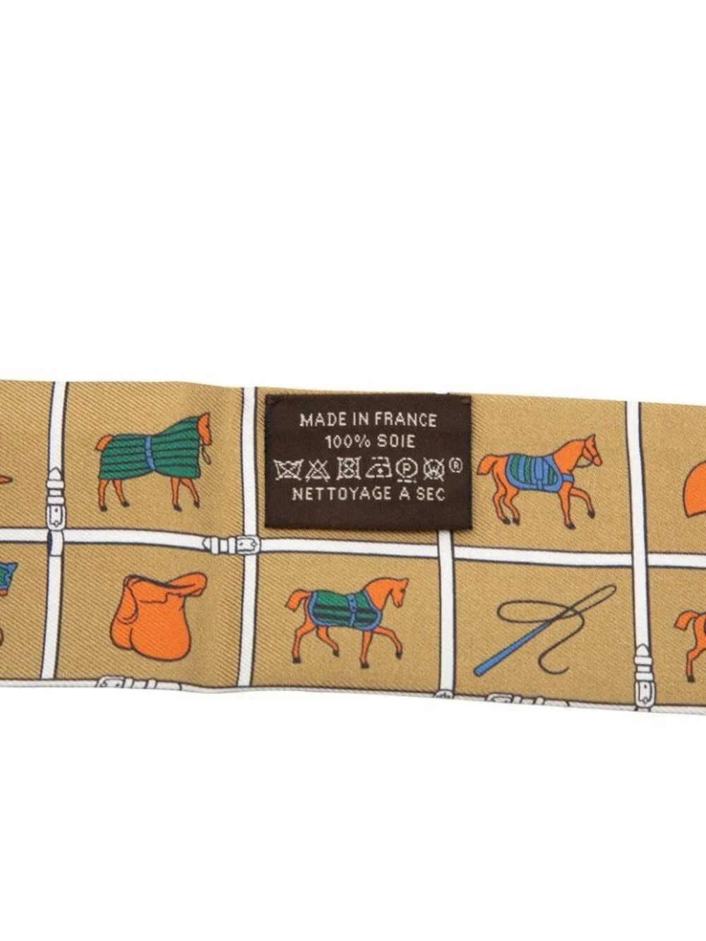 Hermes Twilly Horsewear Couvertures Et Tenues de Jour Scarf New Tag Brown Silk - Picture 5 of 5